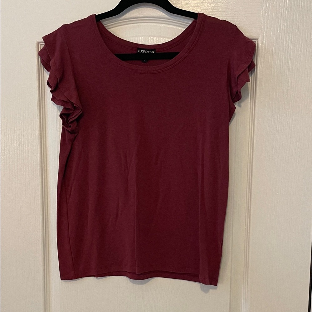 Express Burgundy Short Sleeve Top